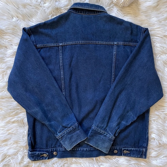 Snakeyes denim trucker jacket, dark wash, embroidered patch, large - Picture 2 of 16